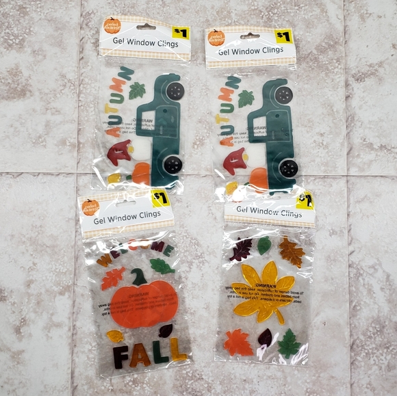 Autumn Decals Fall Gel Perfect Harvest Small Thanksgiving Window Clings 4 Packs - Picture 1 of 7